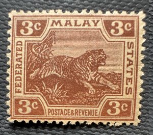 Malaya 1927 Federated Malay States FMS Tiger 3c MSCA MNH SG#58 M6474a
