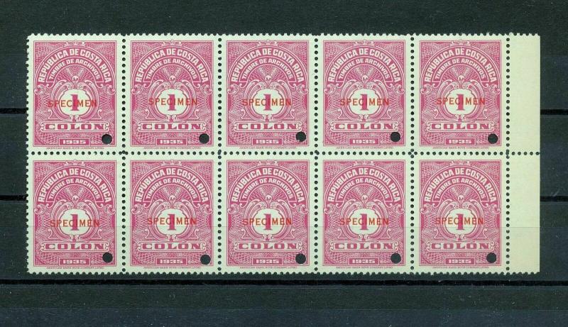 Costa Rica Timbres Archives  Specimens Block MNH (10 Stamps)GX 790s