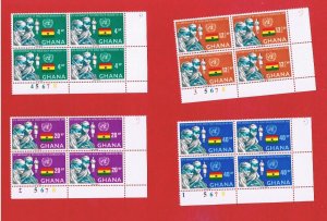 Ghana #336-339  MNH OG  plate blocks of 4  WHO    Free S/H