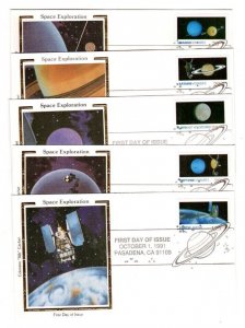 US #2568-77 -  1991 Space Exploration - Set of 10 Colorado silk cachet FDC VF/UA