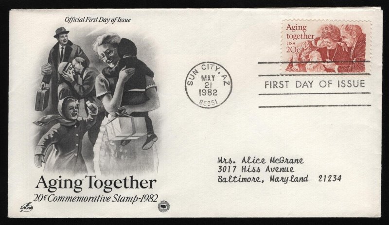 #2011 20c Aging Together, Art Craft-PCS FDC **ANY 5=FREE SHIPPING**
