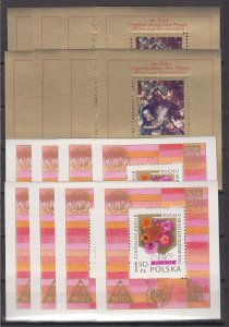 POLAND 1978-80 Sc 2273, 2282 & B138 GROUP OF 78 SOUVENIR SHEETS MNH FVF €100.80+ 