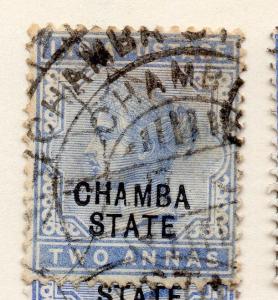 Indian States Chamba 1887-95 QV  Early Issue Fine Used 2a. Optd 157011