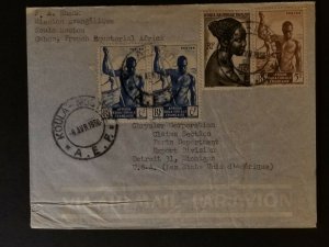 1956 Koulamoutou Gabon Detroit Michigan USA Chrysler Missionary Air Mail Cover