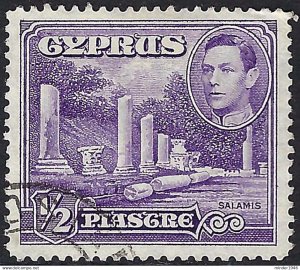 CYPRUS 1951 KGVI ½p Violet SG152a Used