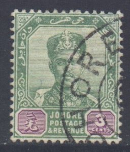 Malaya Johore Scott 39 - SG41, 1896 Sultan 3c used