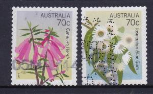 Australia 2014 -Native Wildflowers - x 2  70c used