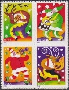 U.S.#3824a (3821-3824) Christmas '2003' 37c Mixed Block of 4, MNH.