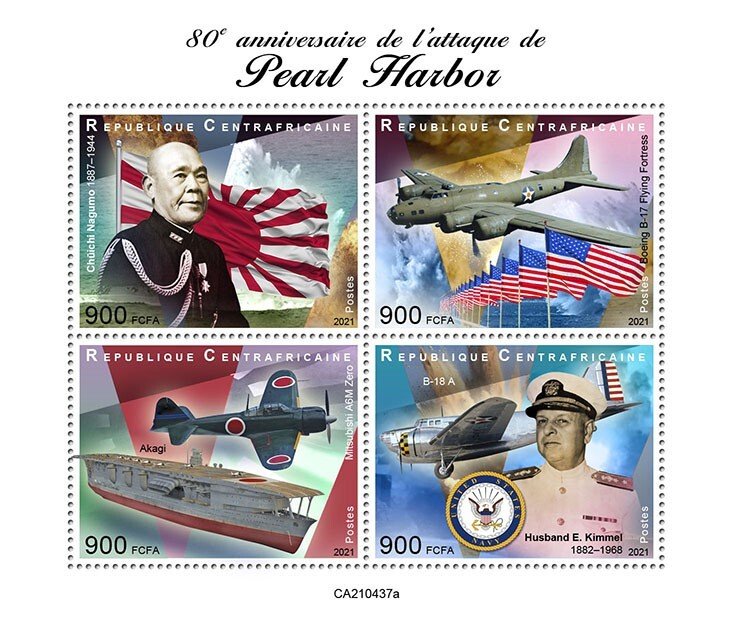 C A R - 2021 - Pearl Harbor - Perf 4v Sheet - Mint Never Hinged