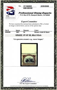 298 Mint,OG,NH... PSE graded 85 VF/XF... SMQ $325.00