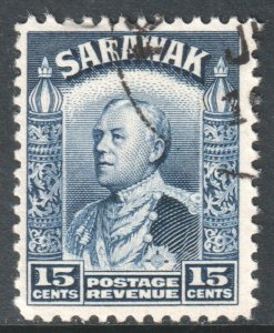 Sarawak Scott 124 - SG115a, 1934 Sir Charles Vyner Brooke 15c Blue used