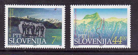 Slovenia-Sc#165-6-unused NH set-Slovenian Alpine Club-1993-