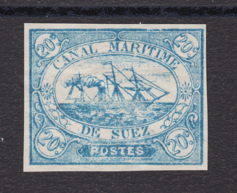 Egypt, Suez Canal Co. SG 3 MNH. 1868 20c blue Steam Ship local, VF+ 