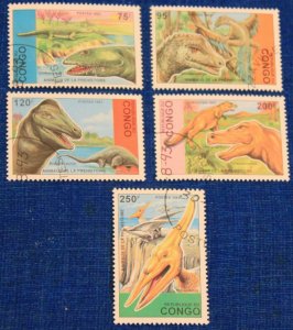 Congo complete set of 5 cancelled stamps #1043-1047 dinos