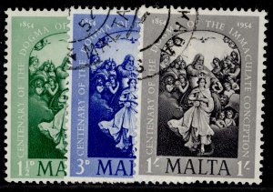 MALTA QEII SG258-260, 1951 seventh centenary of scapular set, FINE USED.