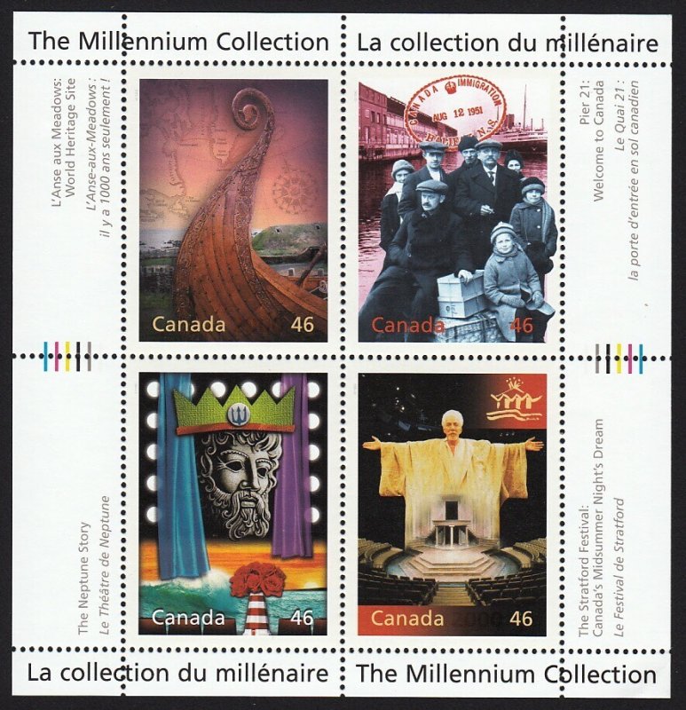 MILLENNIUM = CULTURAL FABRIC = Canada 2000 #1827 = MNH PANE/SHEET of 4 (#10)