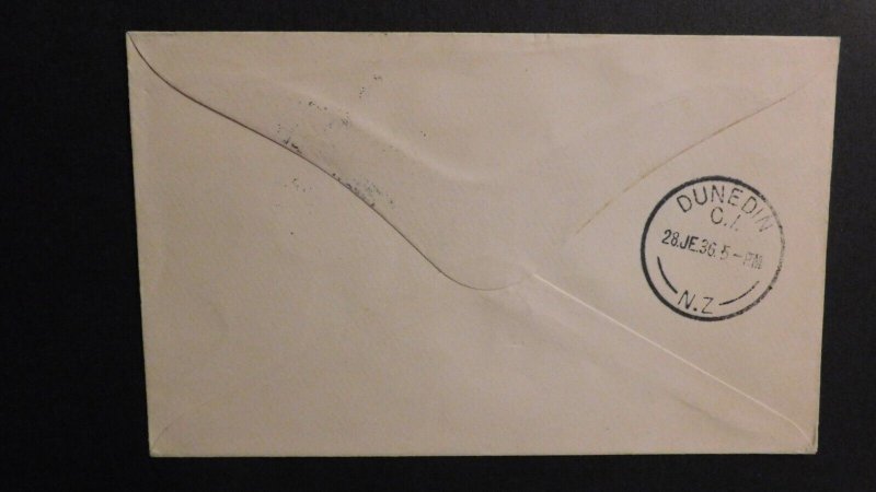 1936 New Zealand Airmail Cover First Official Invercargill to Dunedin