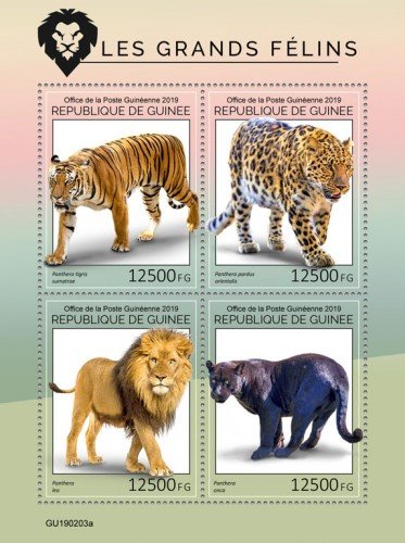 GUINEA - 2019 - Big Cats - Perf 4v Sheet - M N H