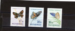 HUNGARY 1993 BUTTERFLIES SET OF 3 STAMPS MNH