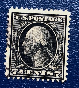 US scott#407 1914 7c Washington  used light cancel good condition