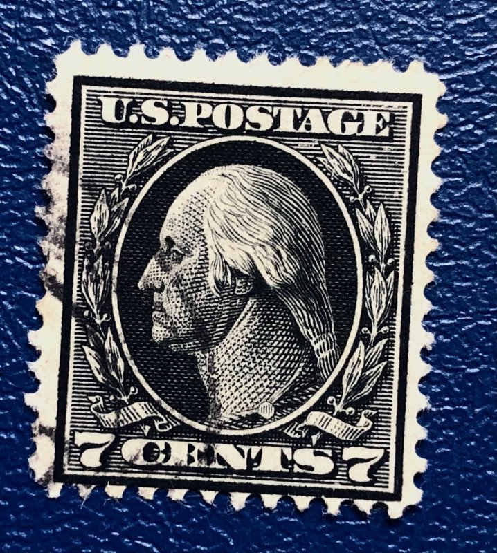 US scott#407 1914 7c Washington  used light cancel good condition