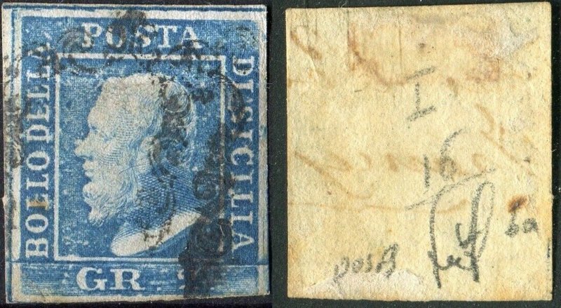 Sicily 2 Grana, Blue, 1859