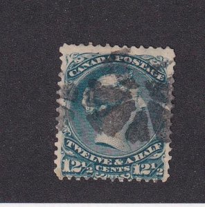 CANADA # 28 VF-12.5cts LARGE QUEEN WITH A NICE FANCY CORK CANCEL CAT VAL $160