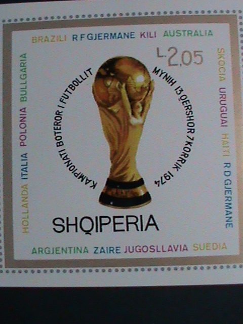 ALBANIA STAMPS-1974  WORLD CUP SOCCER CHAMPIONSHIP-IMPERF -MNH S/S-SHEET VF