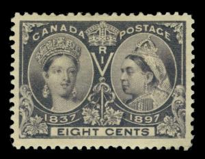 CANADA 1897  JUBILEE issue   8c dark violet  Scott # 56  mint MH