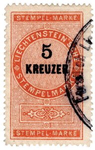 (I.B) Liechtenstein Revenue : Stempelmarke 5k