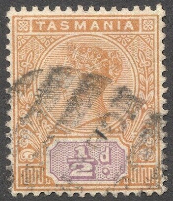 TASMANIA Australia 1892 Sc 76  1/2d QV  Used VF