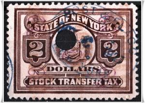 New York State $2.00 Stock Transfer Stamp (Punched)