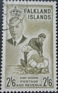 Falkland Islands 1952 GVI 2/6 SG 182 used