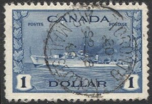 CANADA 1942 Sc 262  Used  VF $1 Ship / Destroyer