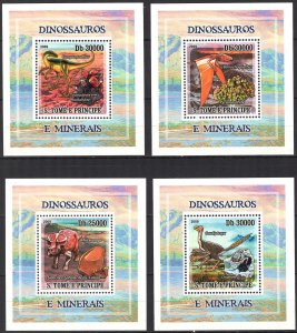 {368} Sao Tome and Principe 2009 Dinosaurs 4 S/S Deluxe MNH**