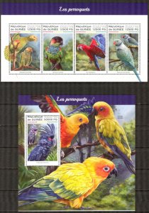 Guinea 2018 Birds Parrots sheet + S/S MNH