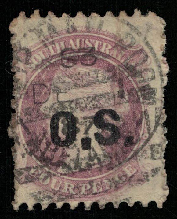 1860-1891 South Australia 4c, overprint O.S. (TS-8)