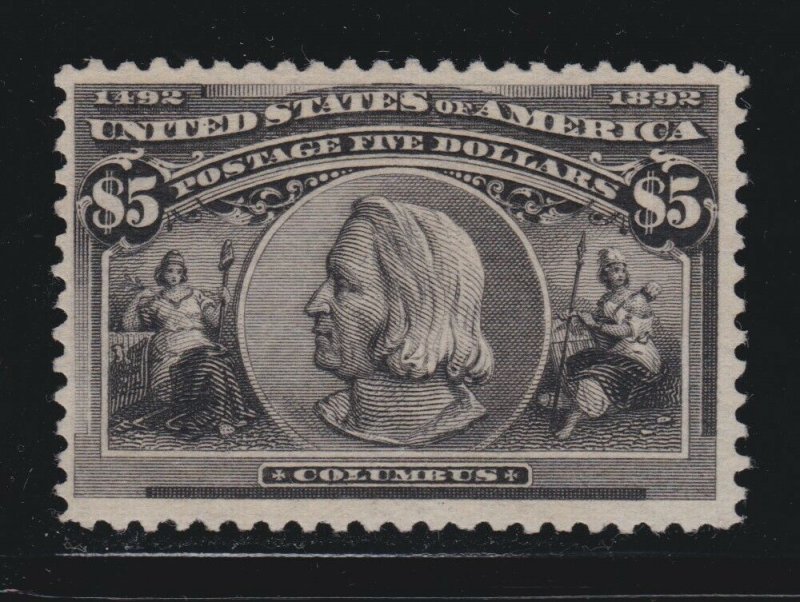 US 245 $5 Columbian Exposition Mint F-VF NG SCV $1150