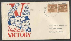 1944 COVER 1.5c PREXY VERTICAL COIL PR #849 ON WW2 PATRIOTIC CACHETED COVER