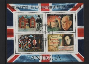 Antigua   #349-352a  cancelled 1974  sheet Winston Churchill