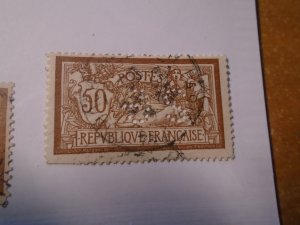 France  #  123  used   perfin