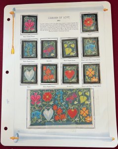 US  4531-40I Garden Of Love 10 Stamps removed from Booklet and Shown Separately
