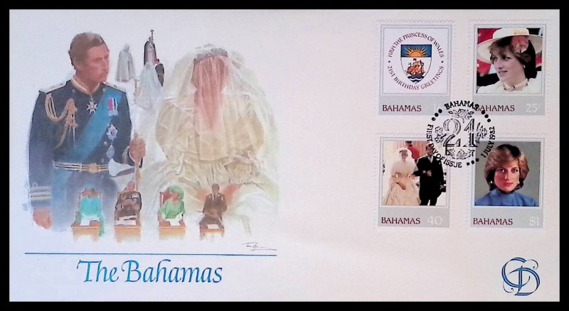 BAHAMAS SC#510-513 21st Birthday Princess Diana (1982) Fleetwood FDC
