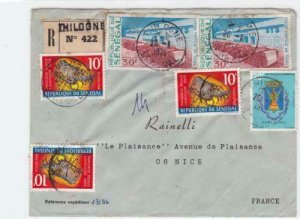 senegal to nice france 1971 registered  stamps  cover  ref r16048
