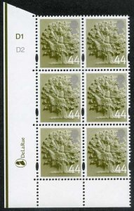 SGEN11b England 44p white borders cyl D1D2 no dot block HEAD TYPE 1 U/M