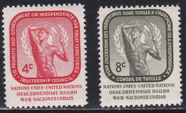United Nations - New York # 73-74, Rodins Age of Bronze LH,