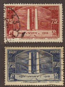 France #311-12 used Vimy, cpl set