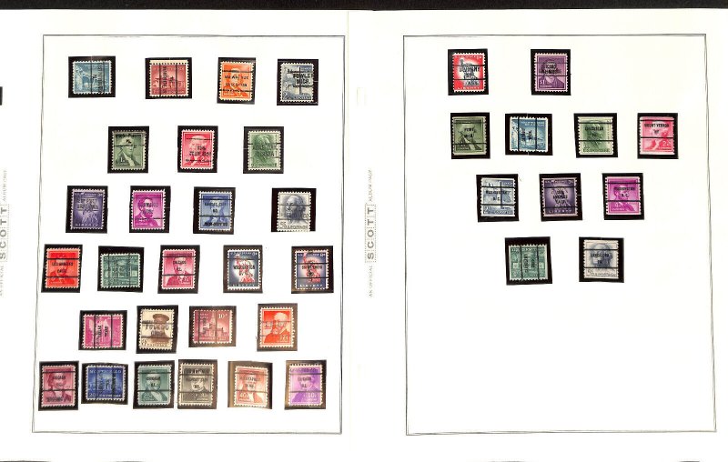 USA Precancel Stamp Collection on 13 Scott Pages