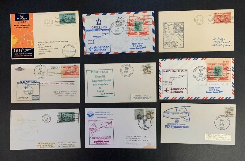 Lot of 9 First Flight Covers 1949-1981