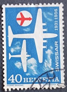 1956 Switzerland 358 SwissAir Badge Ancient and Modern Airliner 40 Helvetia Used